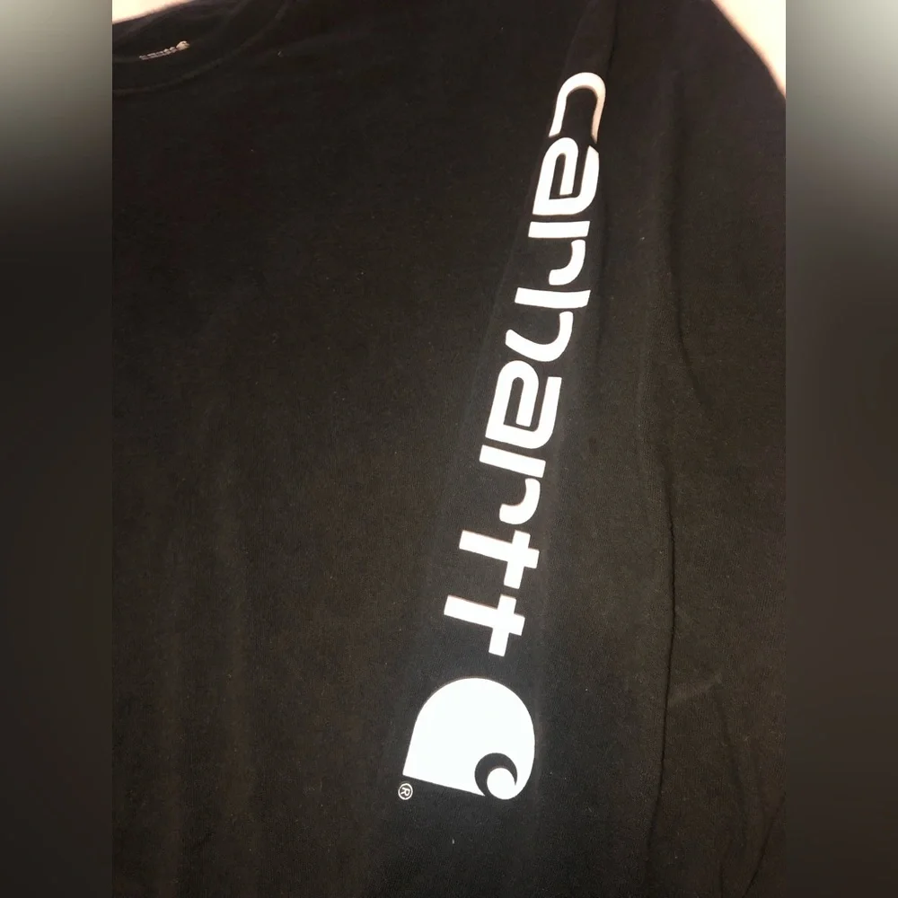 Carhartt Mens Loose Fit Long Sleeve Spell Out Logo Shirt-Lg Tall Black Cotton - Picture 4 of 7